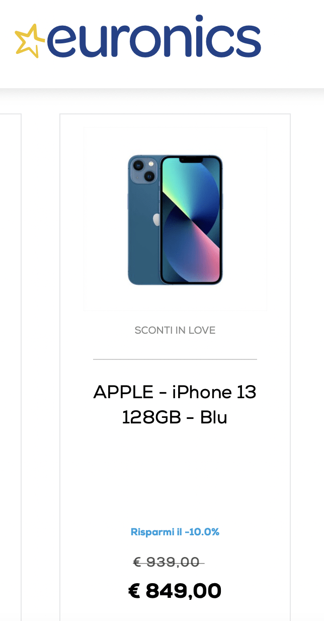 iPhone offerta Euronics