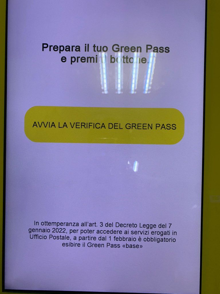 Poste Italiane, richiesta Green pass per il ticket