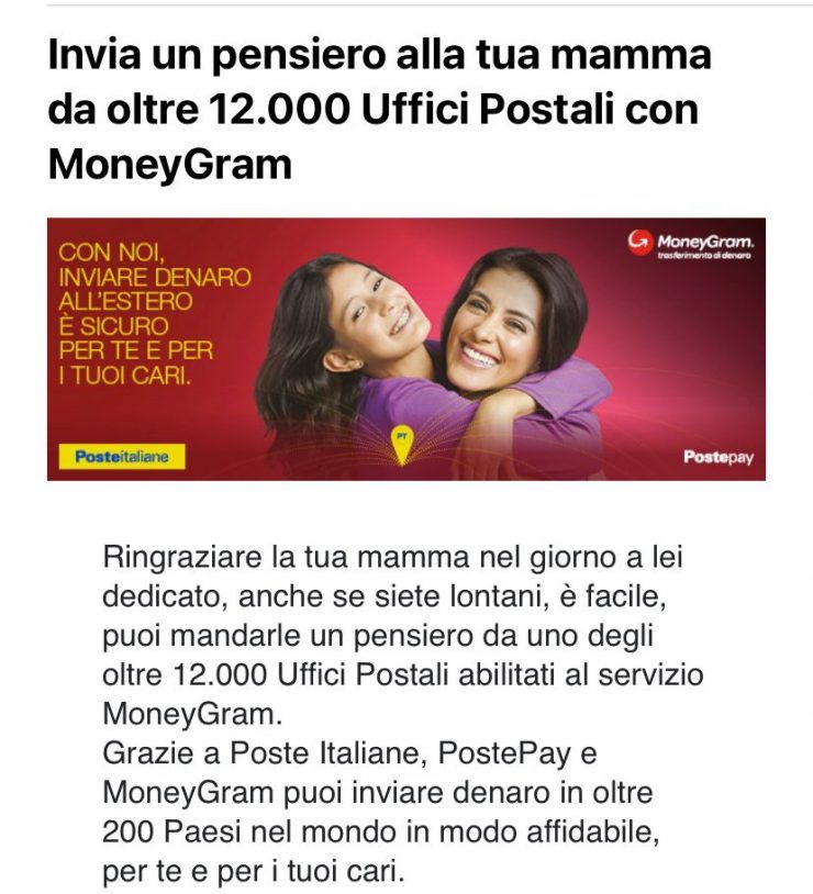 poste moneygram festa mamma