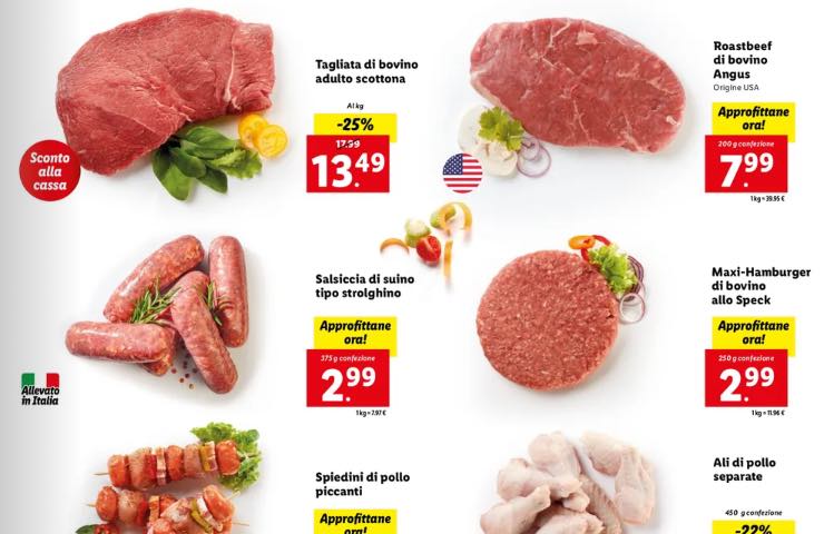 Offerta macelleria Lidl, carne al 30% di sconto: il volantino
