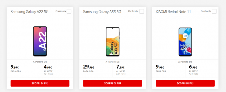 Smartphone Vodafone a rate 