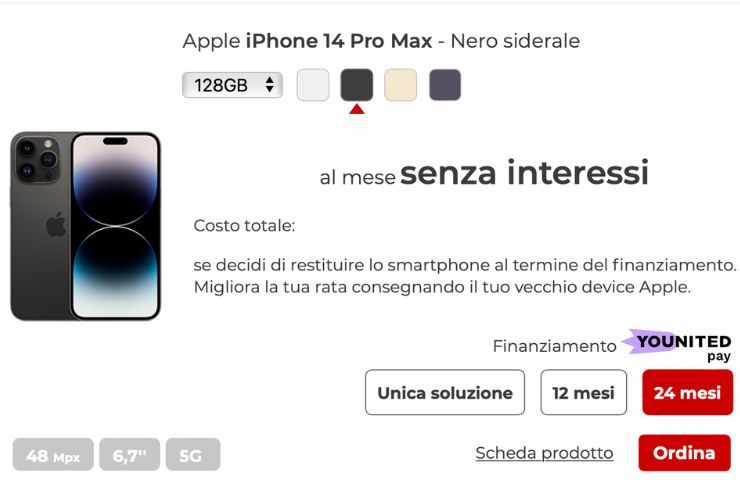 prendere iPhone a rate da Iliad modalità 