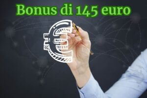 bonus 145 euro persona che disegna simbolo euro