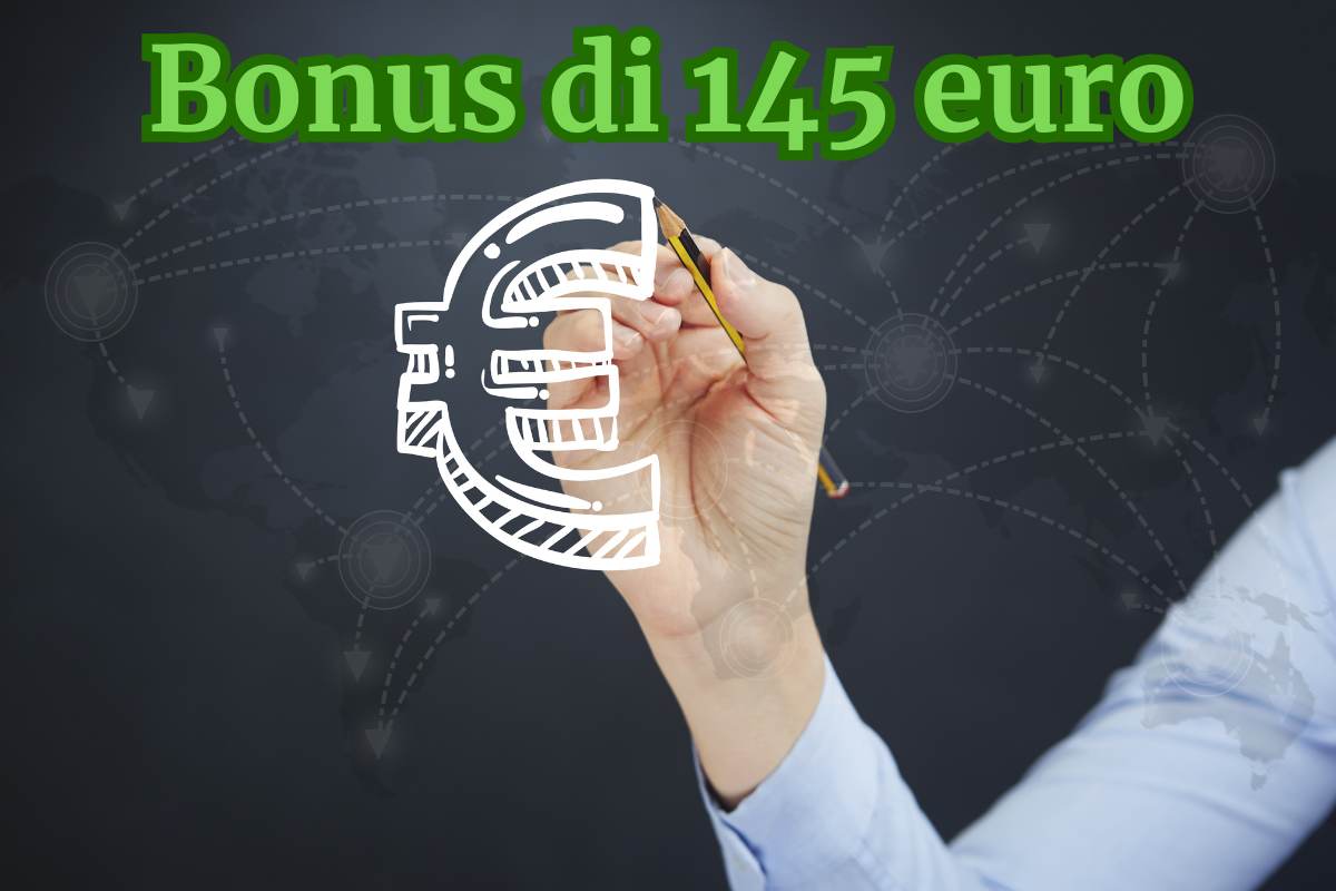 bonus 145 euro persona che disegna simbolo euro