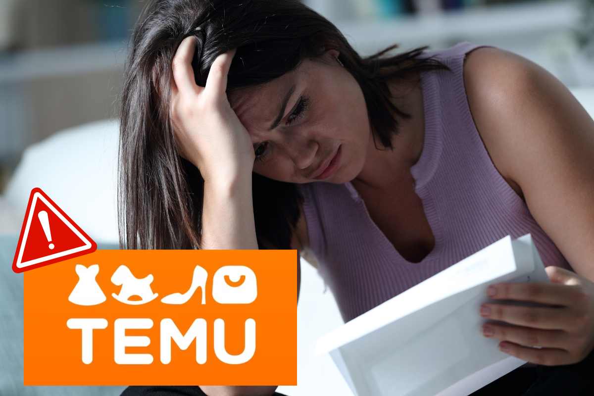 donna preoccupata lettera temu e segnale pericolo