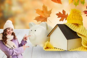 salvadanaio piccola casa donna che indica