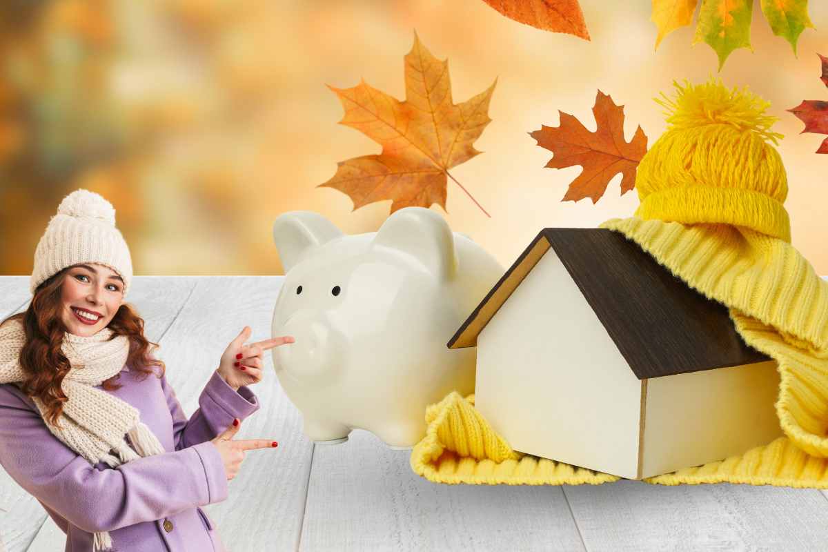 salvadanaio piccola casa donna che indica