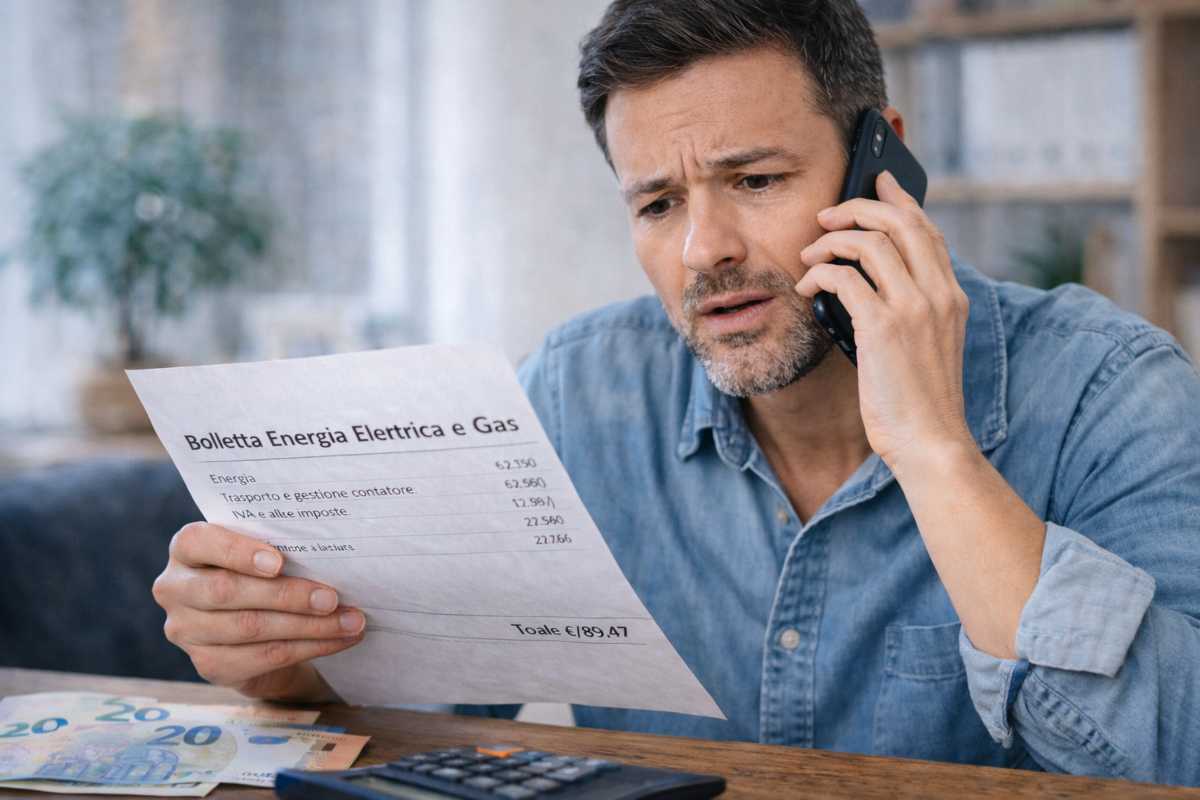 uomo telefono bolletta