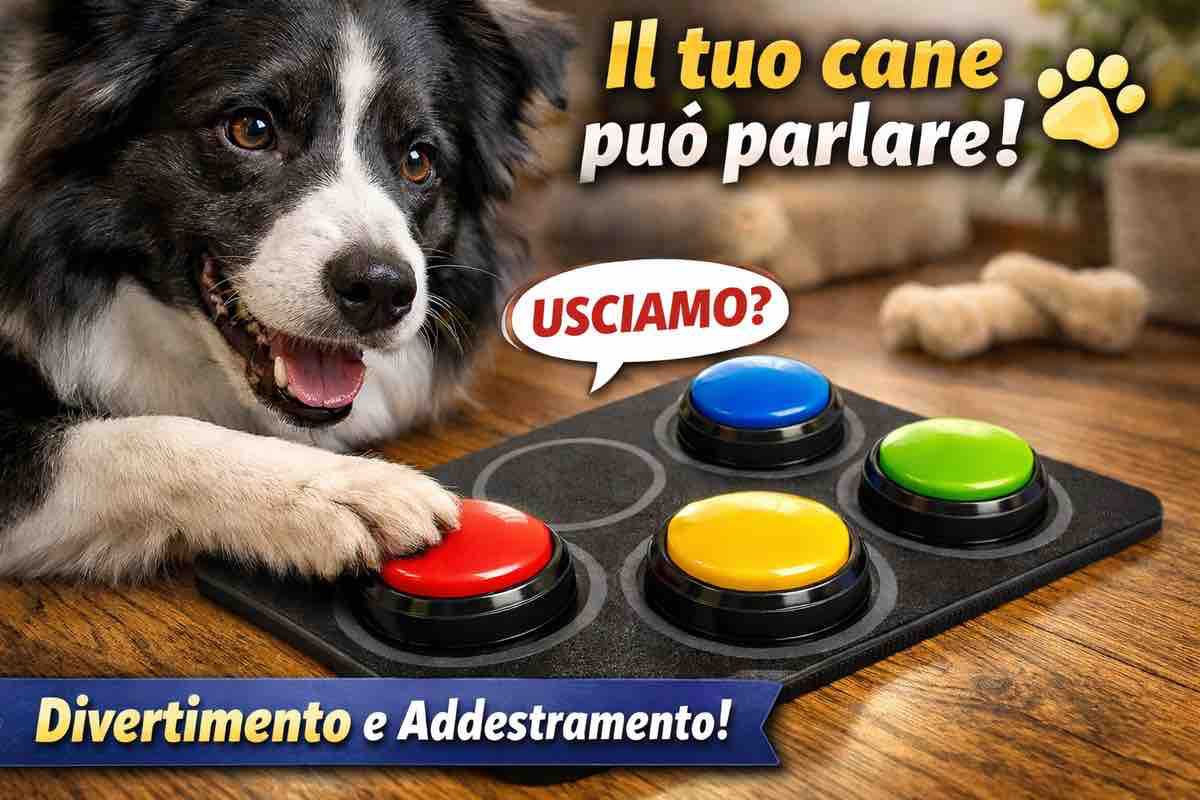 Il cane parla col pulsante per cani